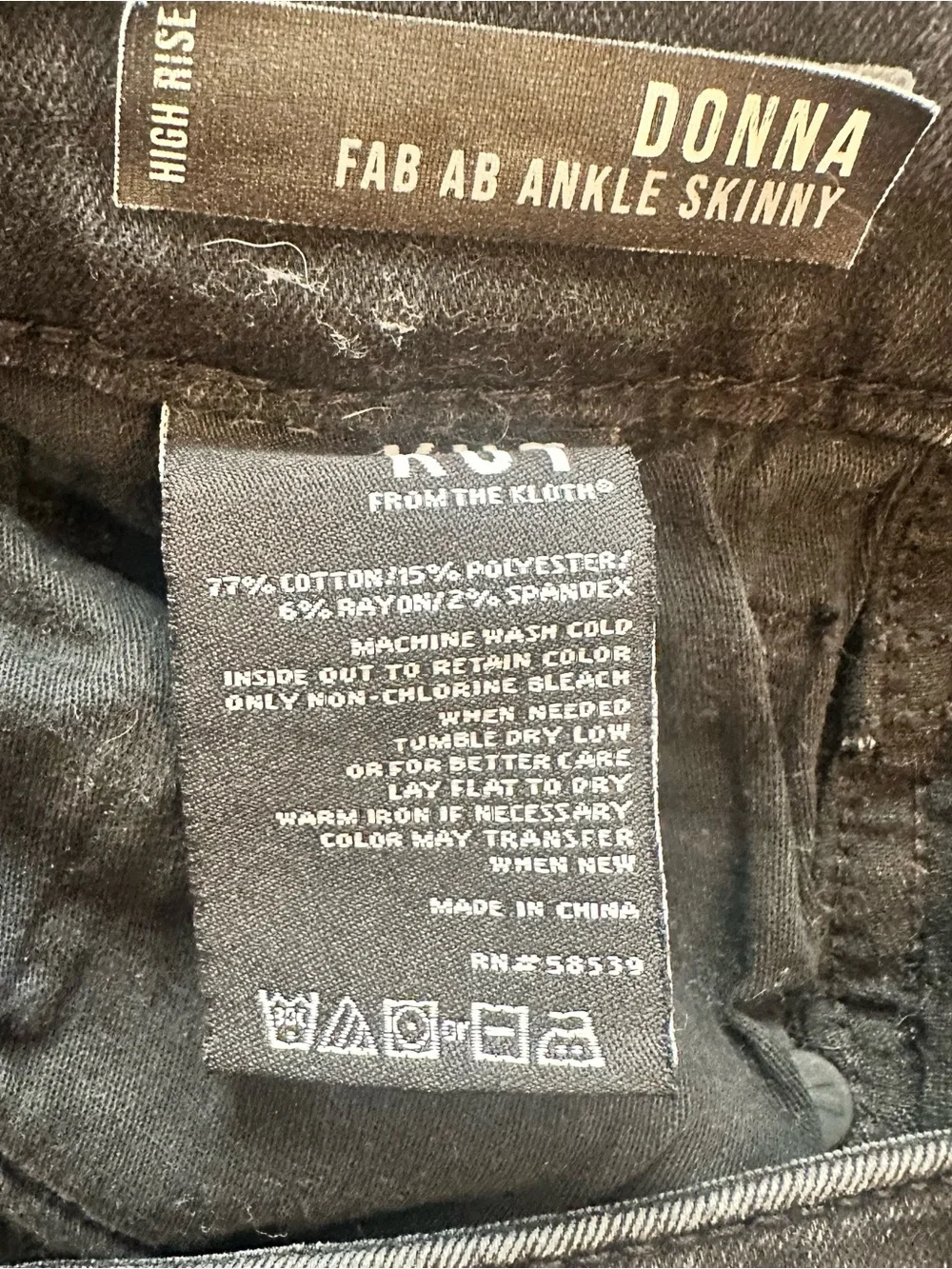 KUT from the Kloth Fab Ab Women's 14W Black High Rise Ankle Skinny Jeans